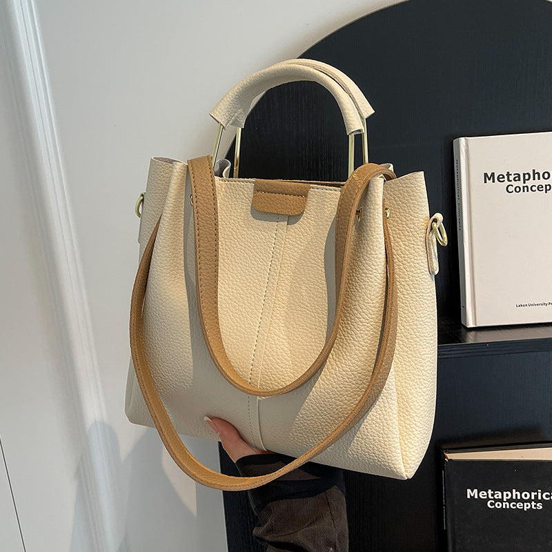 Borsa a secchiello portatile coordinata in stile coreano, con tracolla grande e capiente, autunnale, da donna