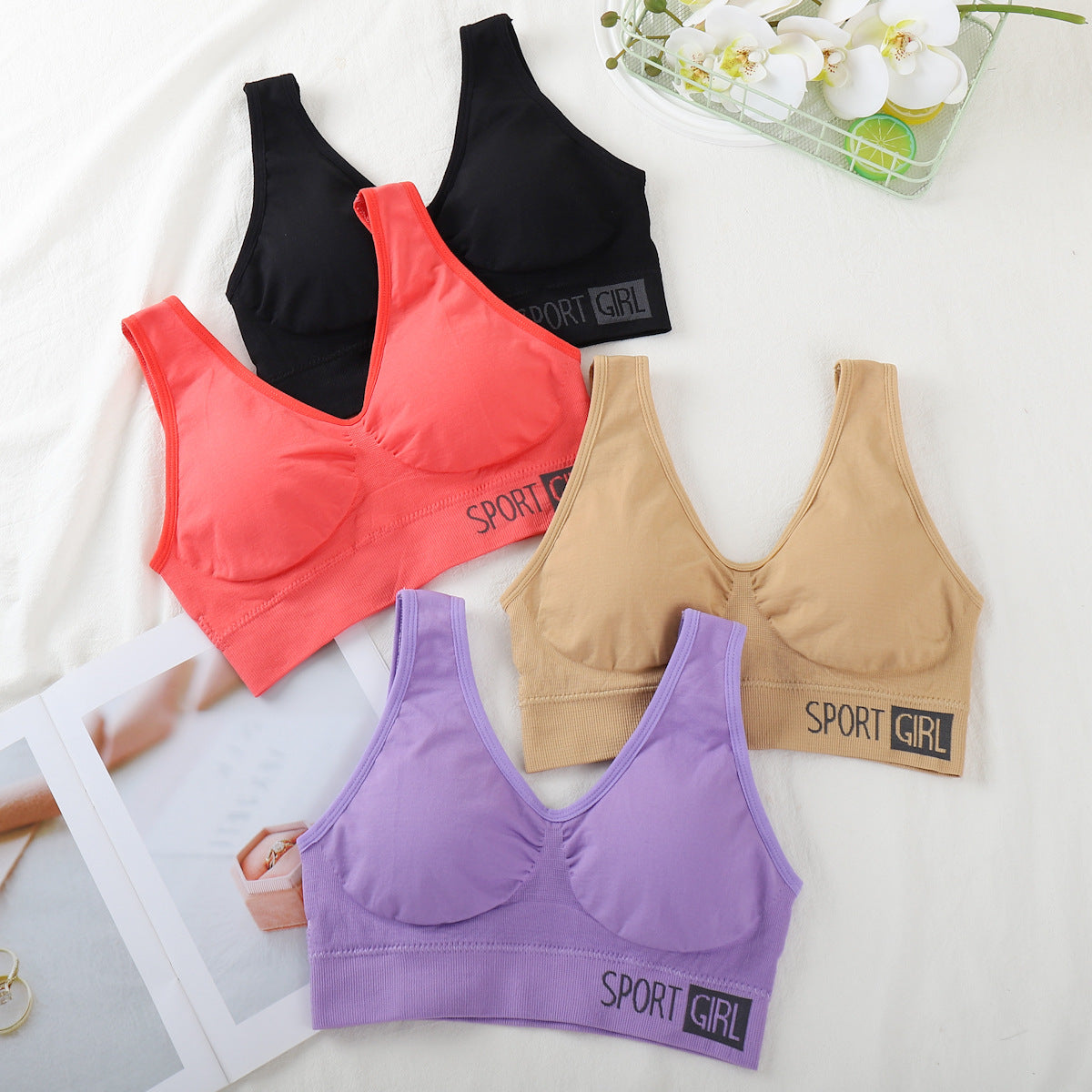 Canotta Yoga Sport Intimo Donna Corsa Push Up Senza Anello in Acciaio