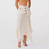 Irregular Chiffon Stitching Pleated Multi-button Pocket Skirt