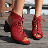 Lace-up Chunky Heel Sandals Summer Fashion Peep Toe Shoes For Women