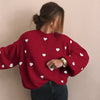 Heart Knitted Women's Leisure Pullover Sweater