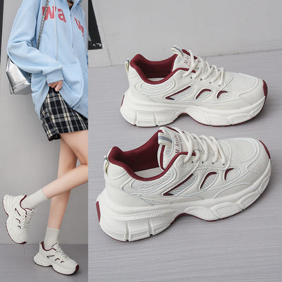 Scarpe sportive casual in rete, scarpe da corsa con plateau bianche versatili e antiscivolo