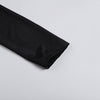 Vestito Lungo Nero Senza Schienale con Maniche Lunghe, Decorazione a Nappe e Fiori Vuoti