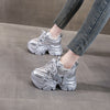 Height Increasing Insole Rhinestone Sequins Dad Shoes Women