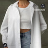 Camicia a righe taglie forti da donna, vestibilità morbida