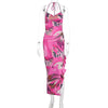 Womens Sexy Sassy Halterneck Sleeveless Printed Dress