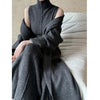 Women's Long Warm Sleeveless Turtleneck Dress Two-piece Set