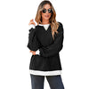 Color Contrast Patchwork Round Neck Pullover Long Sleeve Sweater Women