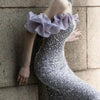 Vestito da sera con perline Purple Host Starry Sky Annual Meeting, modello a cavezza, da sfilata, a coda di sirena