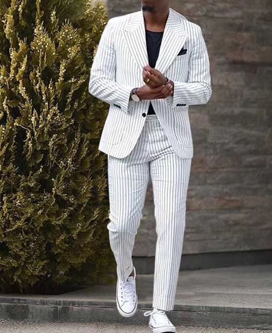 Pantaloni Americani Eleganti Casual a Righe da Abito