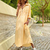 Womens Elegant Casual Loose-Fit Striped Long Shirt Dress