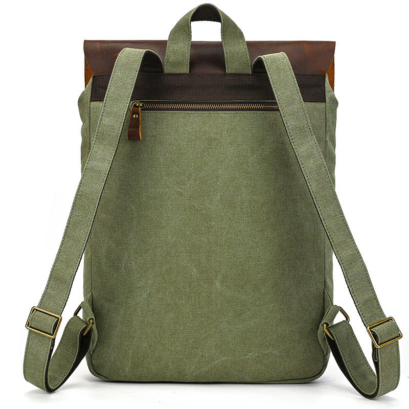 New Canvas Leather Large Capacity Backpack