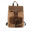 Waterproof Outdoor Travel Crazy Horse Leather Casual Nylon Men's Backpack Canvas Bag