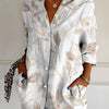 Camicia da donna a maniche lunghe, stampa floreale retrò ed elegante