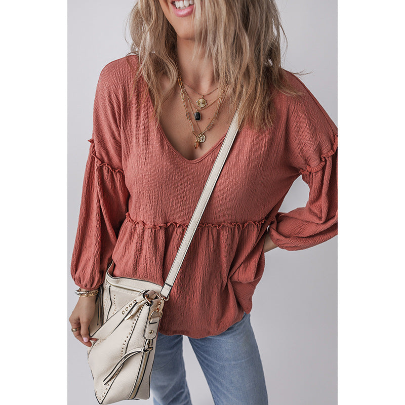 New Solid-color Chiffon Blouse For Women Casual Style