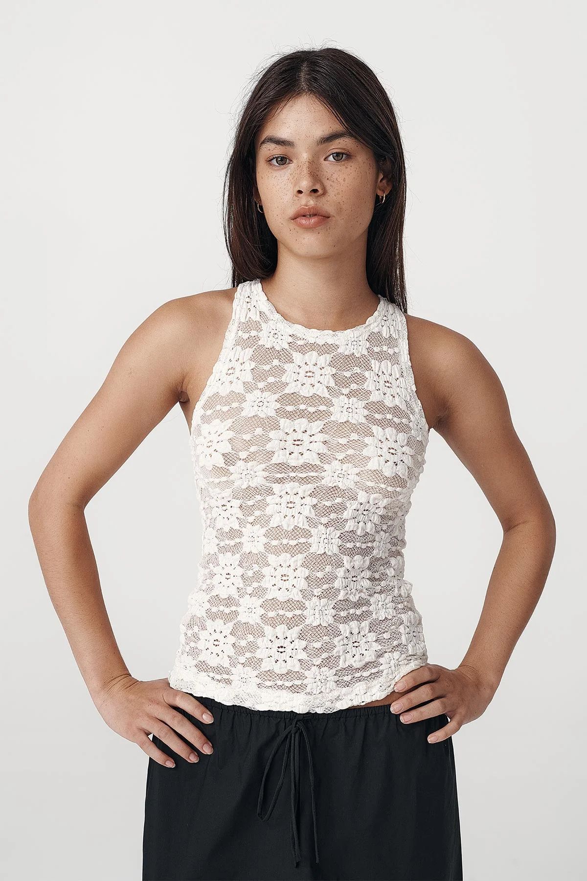 Top da donna attillato, sexy, traforato e alla moda