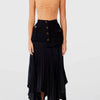 Irregular Chiffon Stitching Pleated Multi-button Pocket Skirt