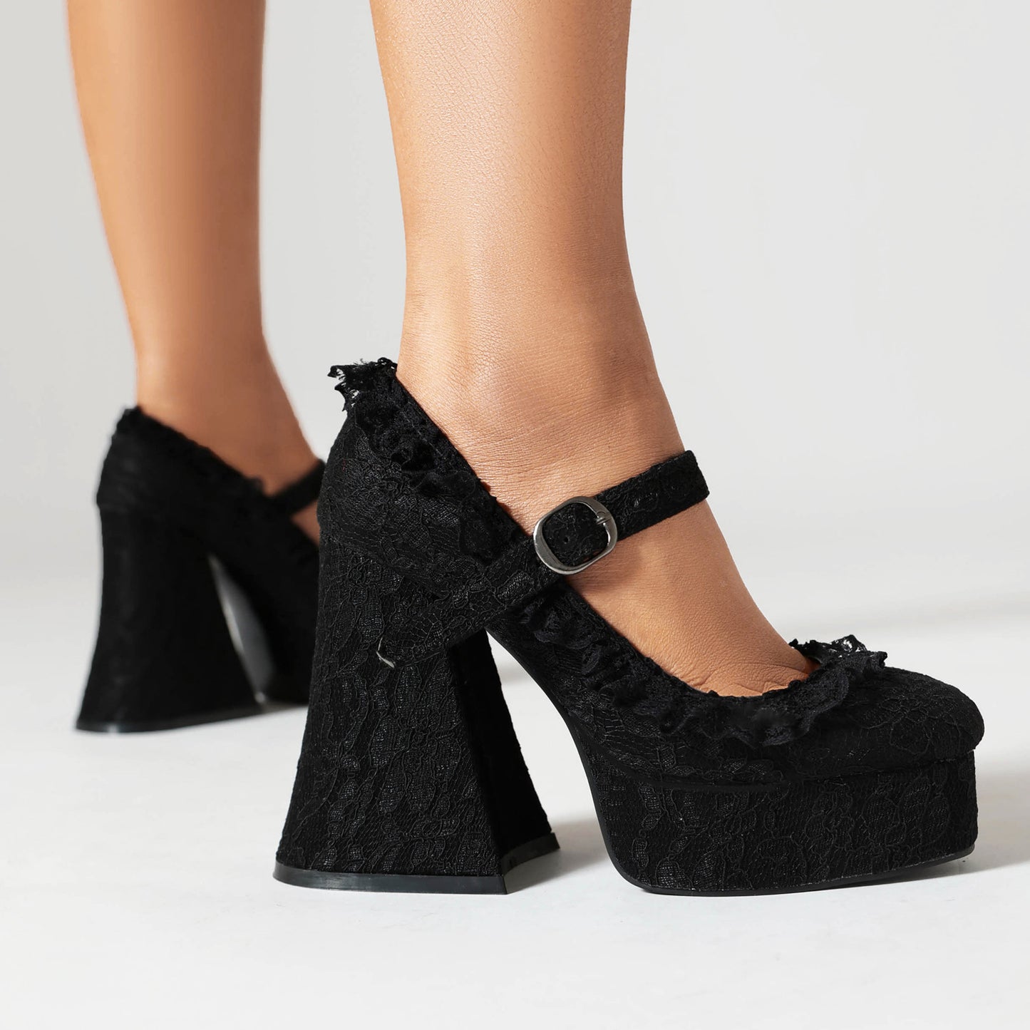 Women's Buckle Waterproof Platform High Heels