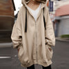 Women's Solid Color European And American Loose Sweater Fashion Hooded Zipper