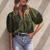 Top da donna casual elegante in pizzo traforato