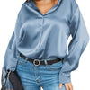 Versatile Satin Silk Button-Down Womens Blouse