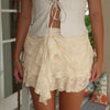 Womens Summer Floral Lace Mini Skirt Irregular Design