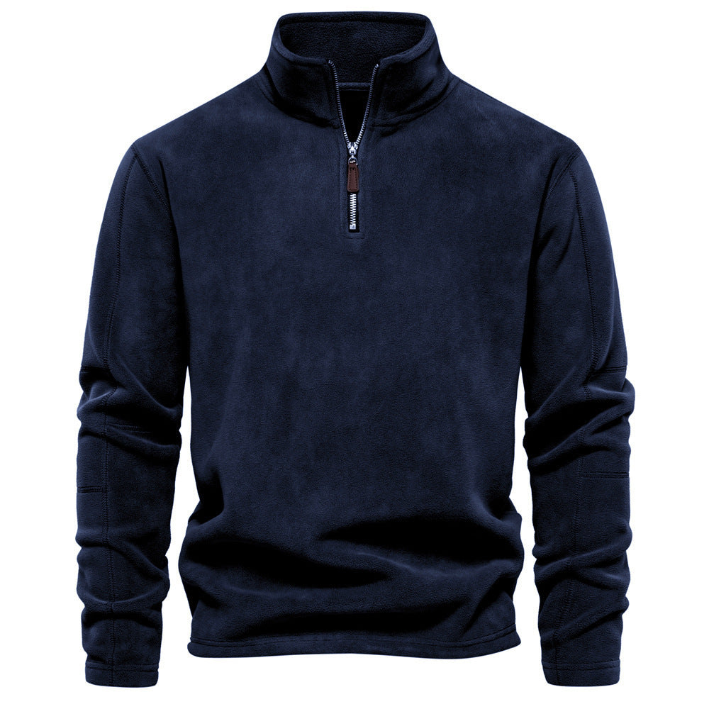 Men's Autumn And Winter New Stand Collar Half Zip Long-sleeved Sweater