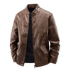 Men's Motorcycle Leather Coat Spring And Autumn Solid Color Stand Collar
