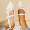 Ballerine scollate da donna in pizzo a rete con punta sfilata, casual e traspiranti