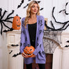 Women's Halloween Pumpkin Head Jacquard Knitted Cardigan Coat Sweater