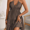 Strap V-neck Ruffle-Trimmed Elegant Sexy Off-the-Shoulder Womens Dress