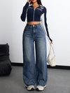 Female Versatile Plus Size Thin Wide-leg Jeans