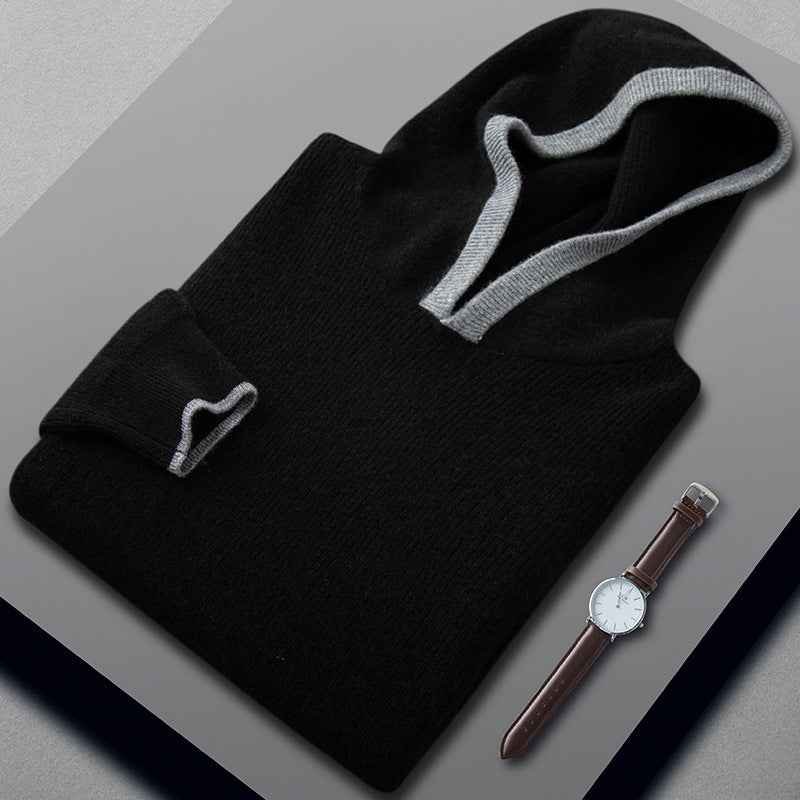 Maglione da uomo in cashmere con motivo a lingotti larghi e a contrasto