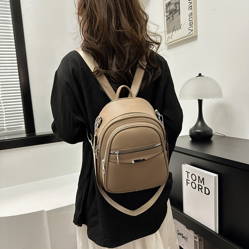All-matching Solid Color Casual Trend Travel Bag School Bag