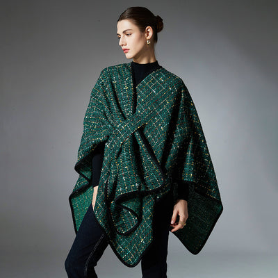 Women's Colorful Sequined Christmas Style Cross Shawl