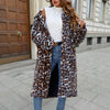 New Over-the-knee Leopard Print Thickened Temperament Plush Coat