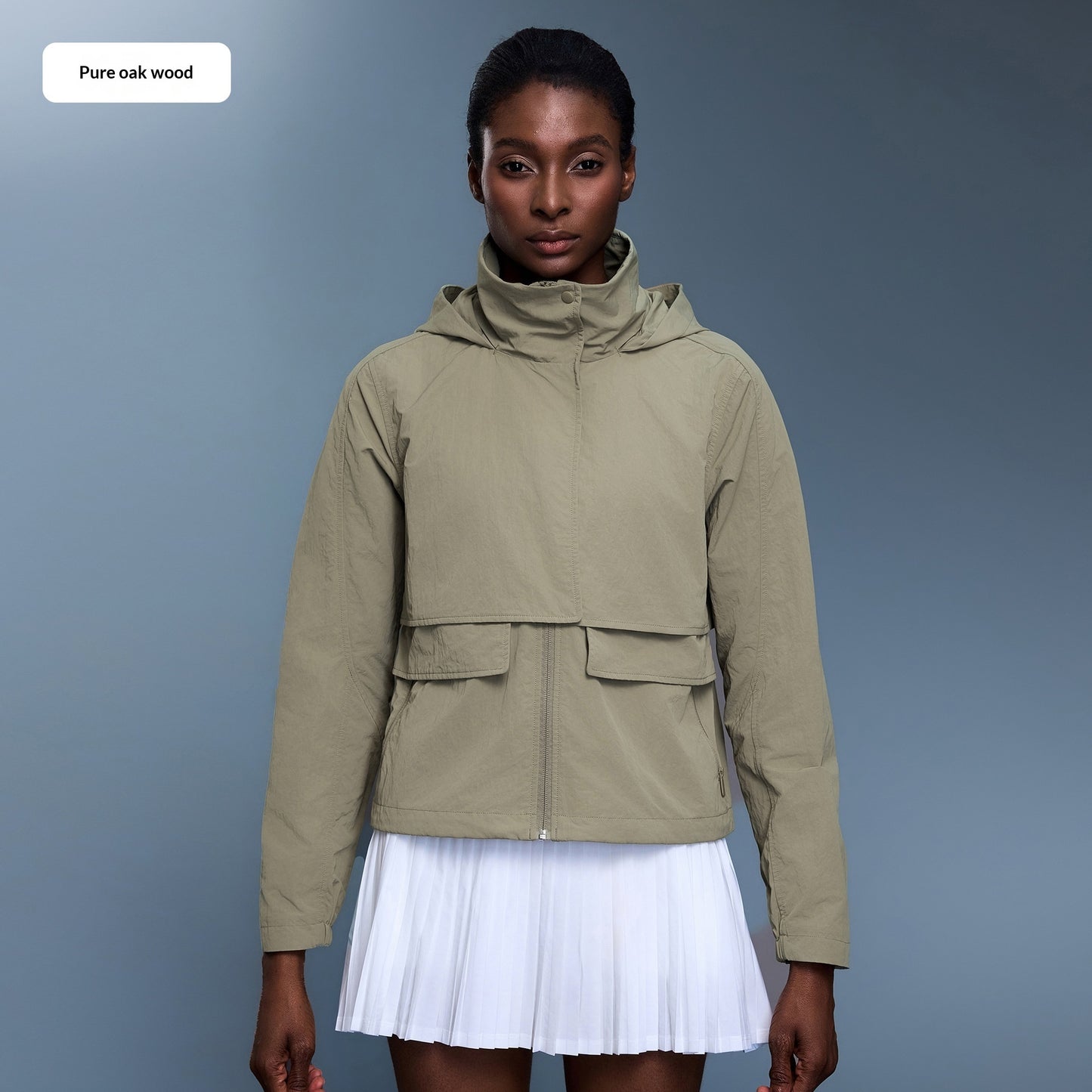 Womens Outdoor Water-Resistant Wear-Resistant Stowable Hooded Loose Casual Jacket