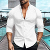 European And American Men's Solid Color Long-sleeved Shirt