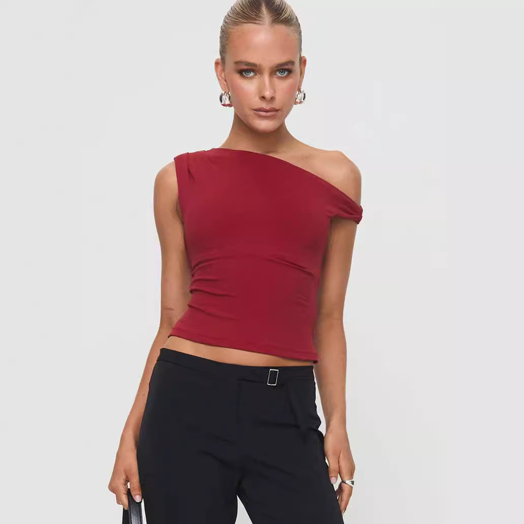 Top sexy da donna senza maniche con spalle scoperte