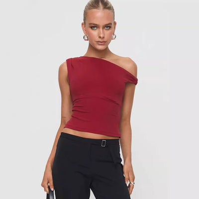 Top sexy da donna senza maniche con spalle scoperte