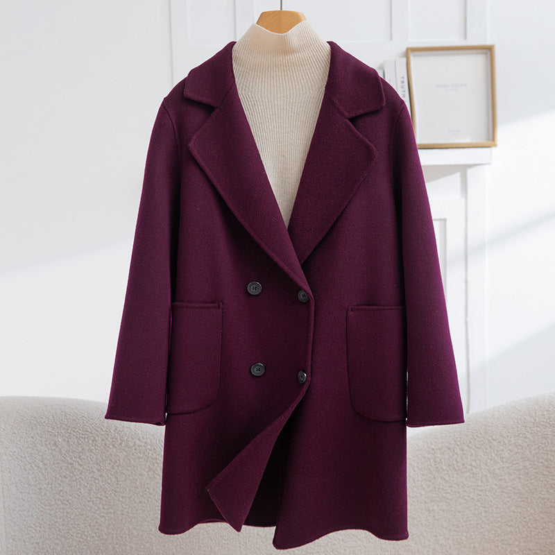 Fashion Double Breasted Woolen Coat Women