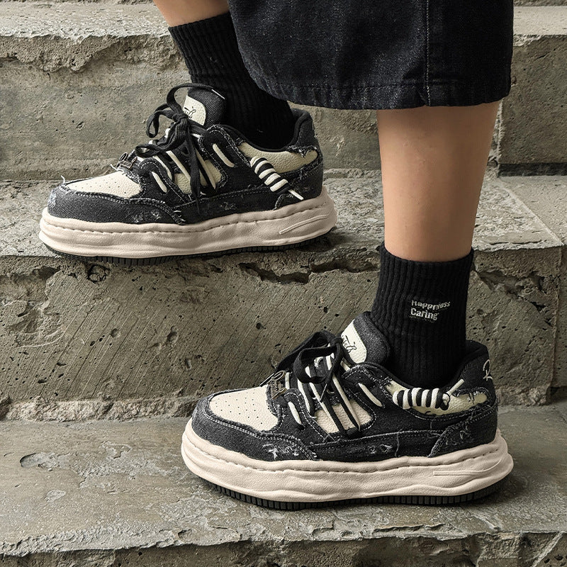 Scarpe sportive casual da uomo, con soletta interna invisibile rialzata da 7 cm, lavata e sciolta