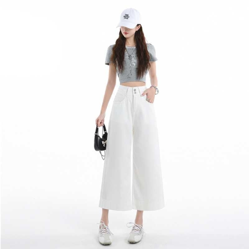 Three-proof Tencel Lyocell Cool Feeling Wide-leg Jeans Women's Summer Thin