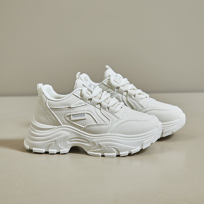 Scarpe sportive traspiranti per studenti, in pelle, basse, con rialzo per l'altezza