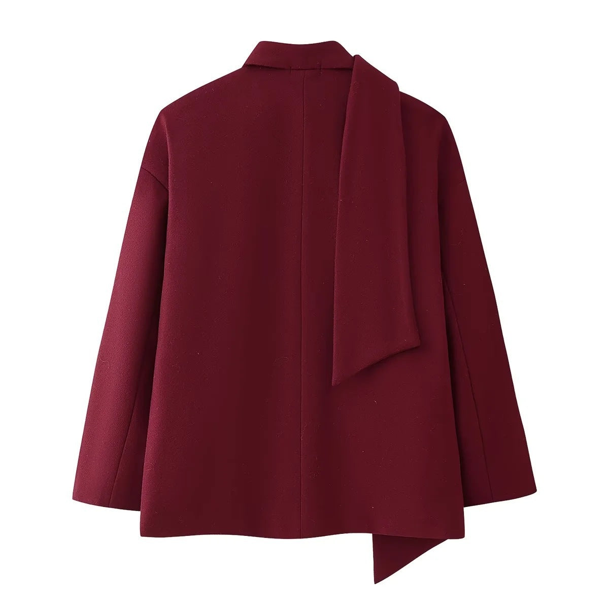 Cappotto di lana con sciarpa a maniche lunghe, casual e retrò, da donna