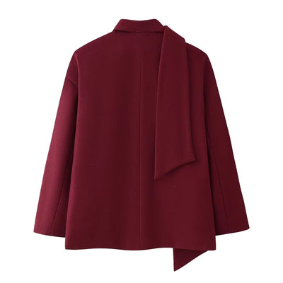 Women's Retro Loose Casual Long Sleeve Scarf Woolen Coat