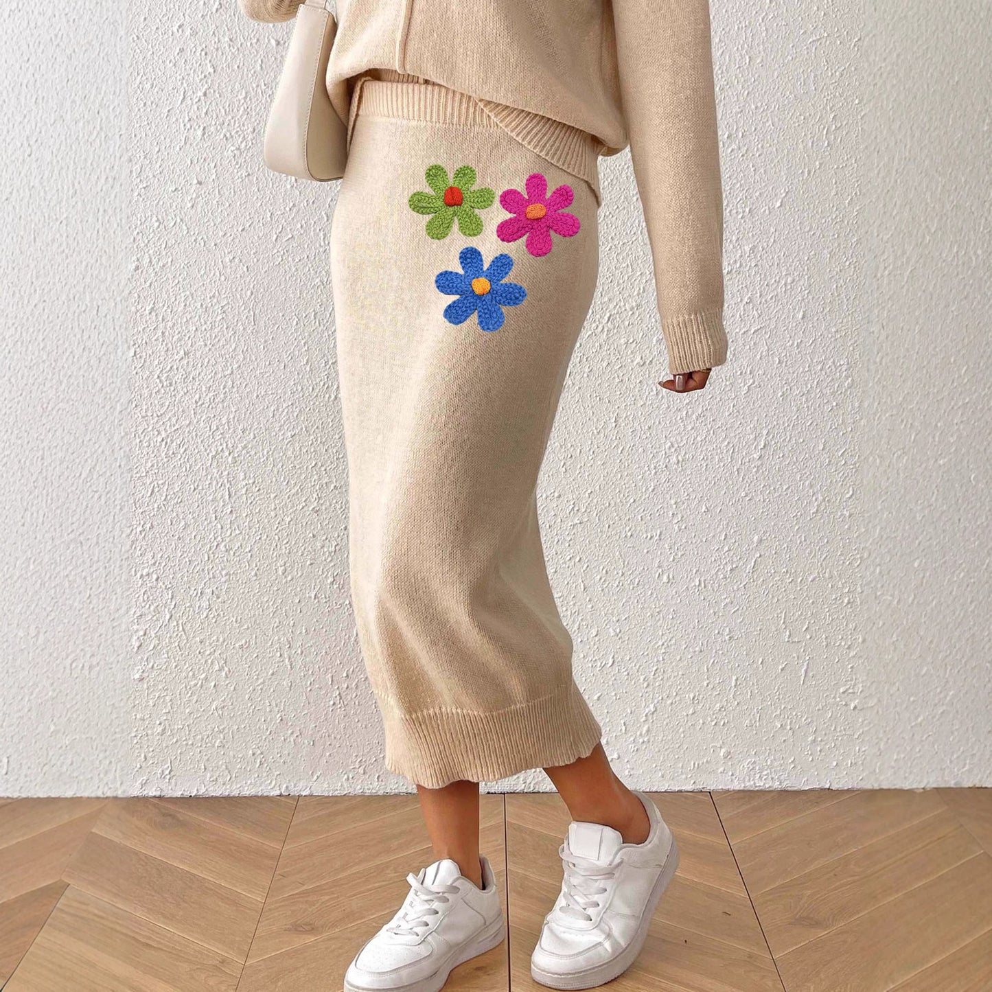 Women's Mid-length Elegant Embroidered Three-dimensional Flower Stitching Skirt