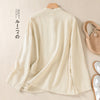 Spring And Autumn Artistic Stand-up Collar Color Matching Buckle Pullover Women's Cotton And Linen Shirt