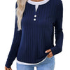 Women's Fake Two-piece Round Neck Button Pullover Grinding Sweater