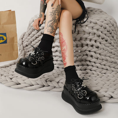 Platform Leather Shoes Women's Dark Japanese Style